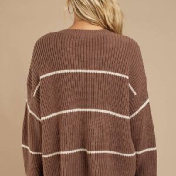 TOBI Elena Striped Sweater Mocha - Picture 2 of 4